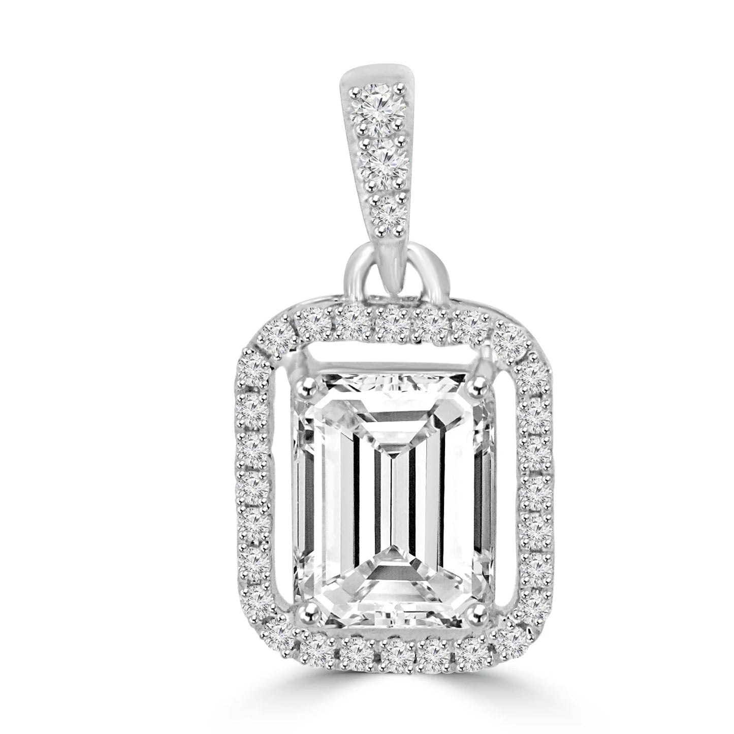 Lapel 3ct Emerald Halo Lab Diamond Pendant - Fiona Diamonds - Fiona Diamonds