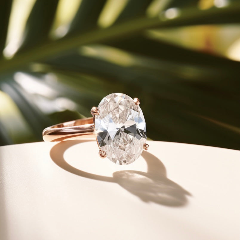 Shime 5ct Elongated Oval Lab Diamond Ring - Fiona Diamonds - Fiona Diamonds