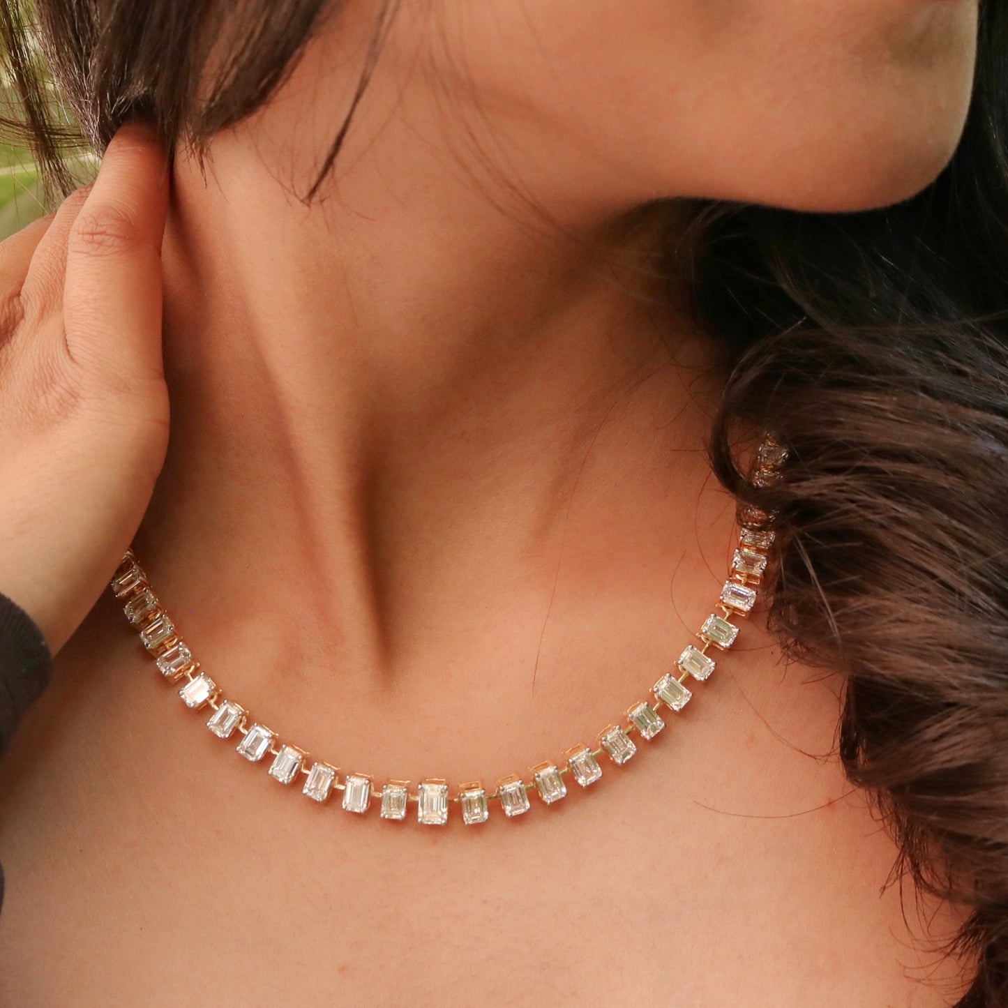 Camila 0.40 Pointer Emerald  Lab Diamond Necklace - Fiona Diamonds - Fiona Diamonds