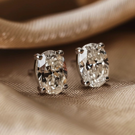 Grace 1ct Oval Solitaire Lab Diamond Earrings - Fiona Diamonds - Fiona Diamonds