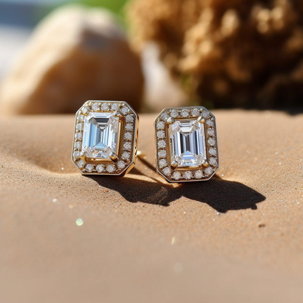Acest 0.50 Emerald Pointer Halo Lab Diamond Earring - Fiona Diamonds - Fiona Diamonds