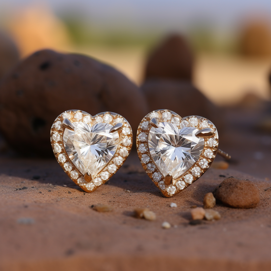 2ct Heart Halo Lab Diamond Earring - Fiona Diamonds - Fiona Diamonds