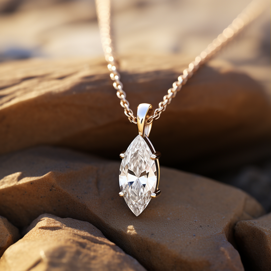 Rock 1ct  Marquise Lab Diamond Pendant - Fiona Diamonds - Fiona Diamonds