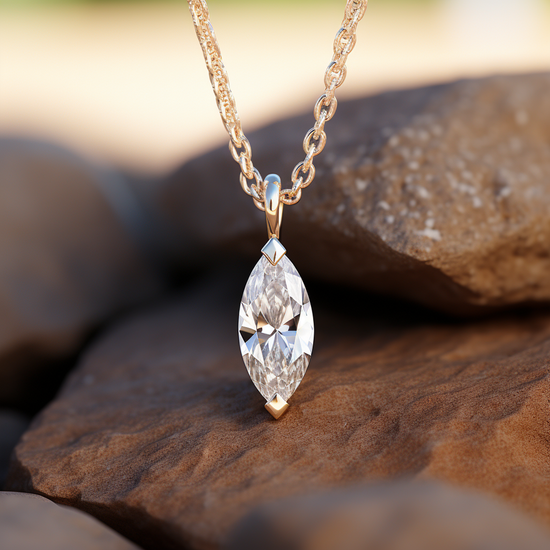 Rock 1.5ct  Marquise Lab Diamond Pendant - Fiona Diamonds - Fiona Diamonds