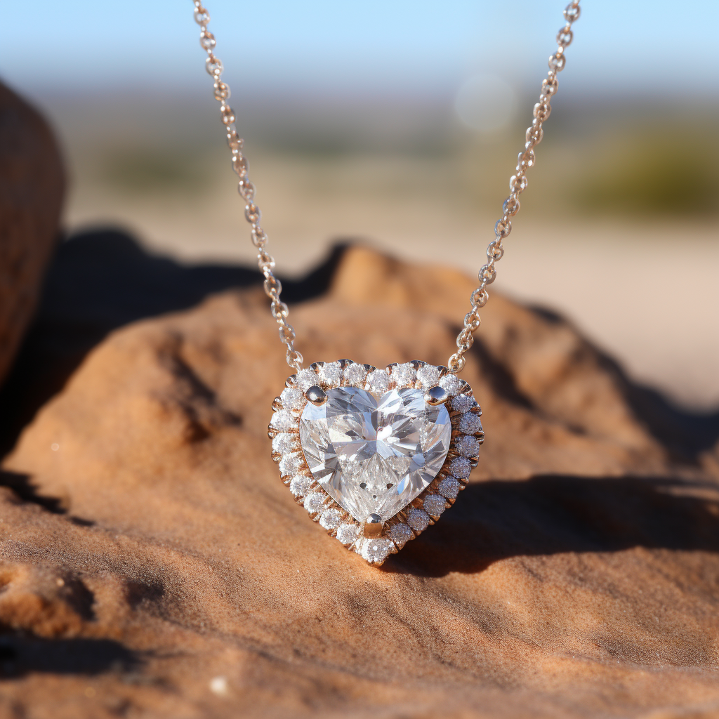 Rosa 0.50 Pointer Heart Halo Lab Diamond Pendant - Fiona Diamonds - Fiona Diamonds