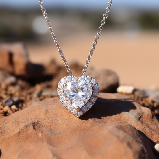 Rosa 1ct Heart Halo Lab Diamond Pendant - Fiona Diamonds - Fiona Diamonds