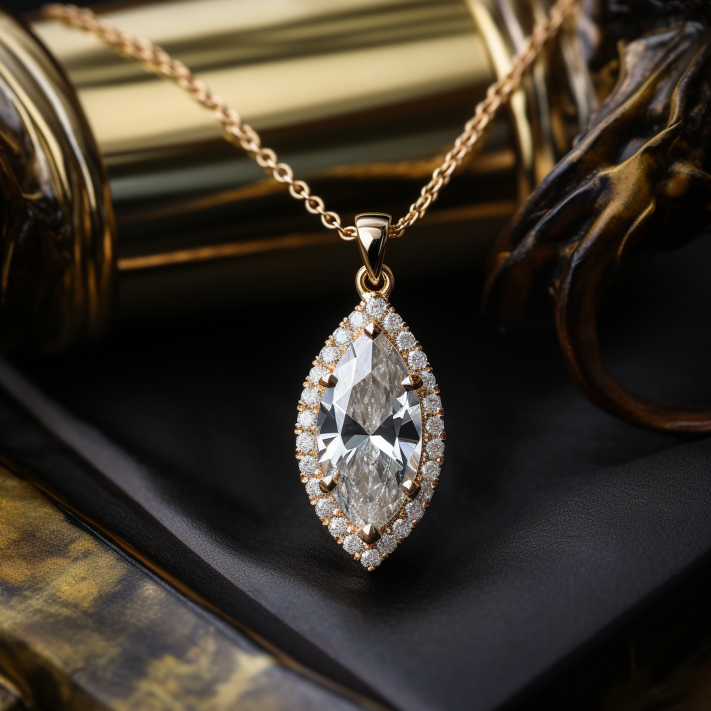 Rome 2.5ct Marquise Halo Lab Diamond Pendant - Fiona Diamonds - Fiona Diamonds