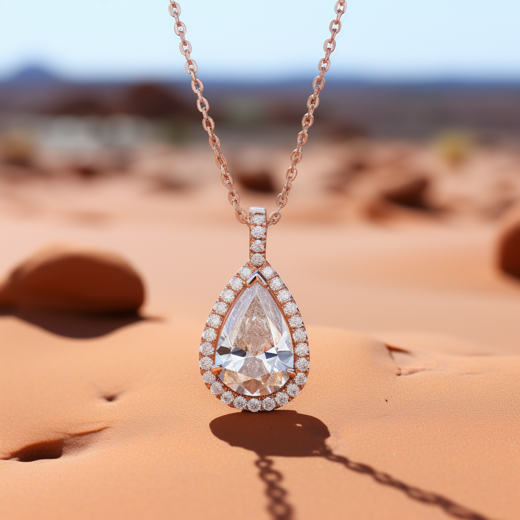 Rolce 1.5ct pear Halo Lab Diamond Pendant - Fiona Diamonds - Fiona Diamonds
