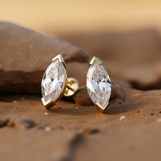 Nova 0.50 Pointer Marquise Lab Diamond  Stud Earrings - Fiona Diamonds - Fiona Diamonds