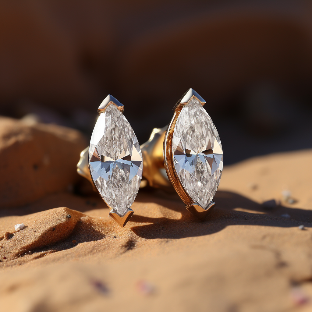 Nova 2 ct Marquise Lab Diamond Stud Earrings - Fiona Diamonds - Fiona Diamonds