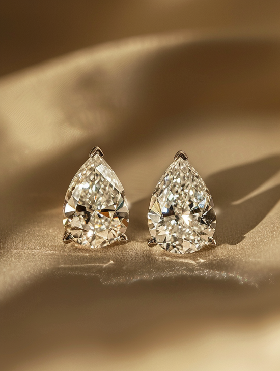 Enchanté 1ct Pear Solitaire Lab Diamond Earrings - Fiona Diamonds - Fiona Diamonds