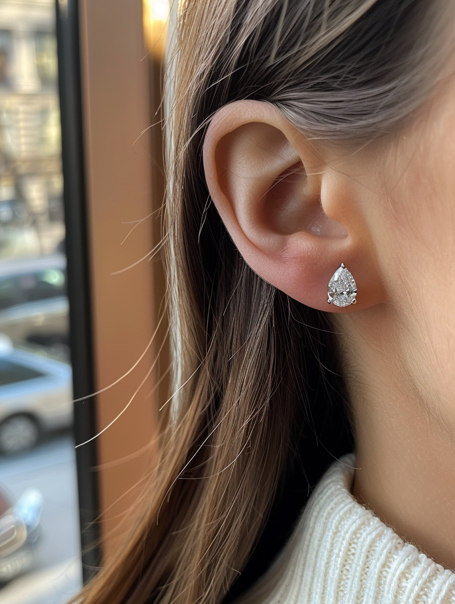Enchanté 1ct Pear Solitaire Lab Diamond Earrings - Fiona Diamonds - Fiona Diamonds