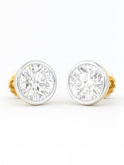 Linlin 50 Pointer Round Lab Diamond Classic Solitaire Stud Earrings in 14K Yellow Gold by Fiona Diamonds