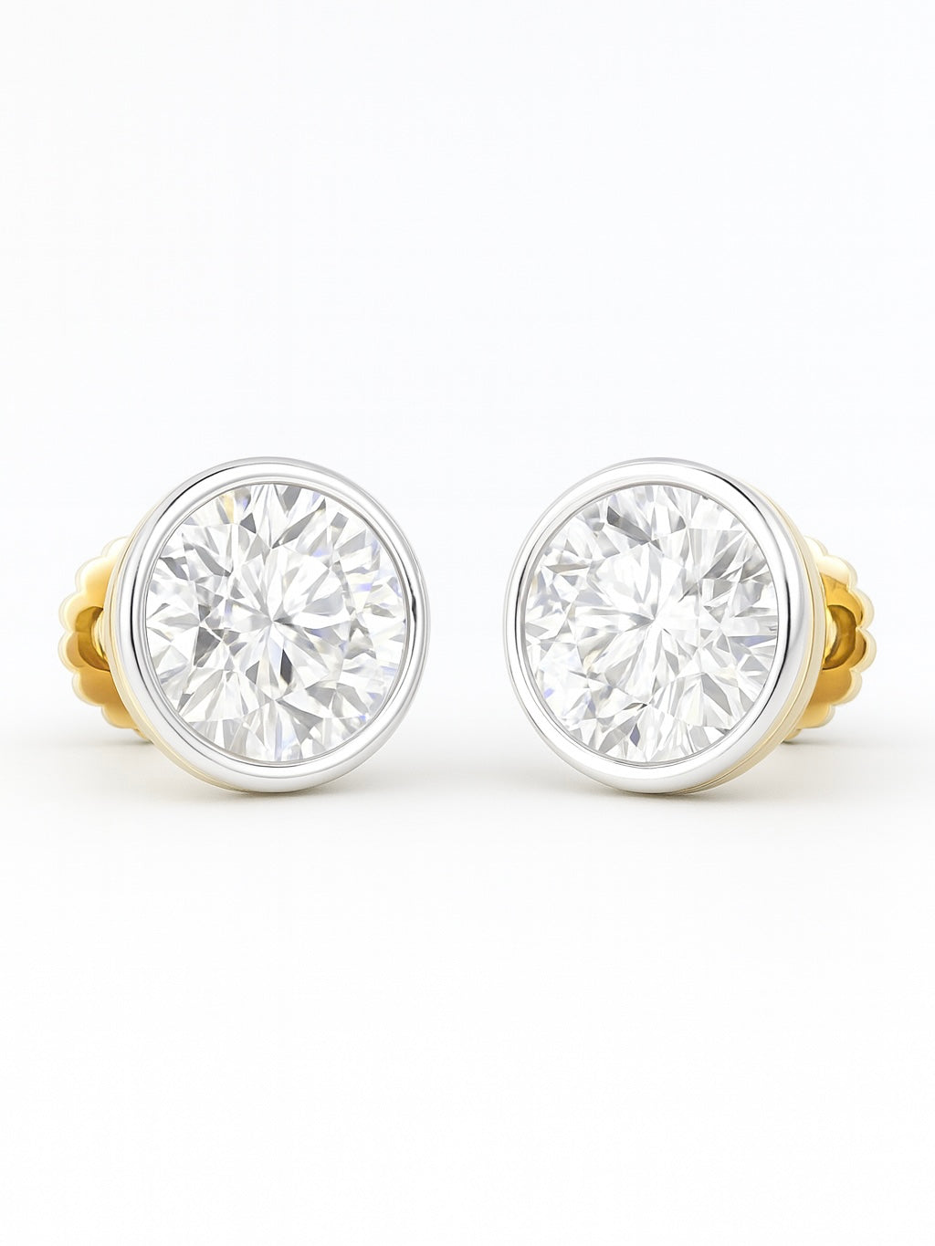Linlin 50 Pointer Round Lab Diamond Classic Solitaire Stud Earrings in 14K Yellow Gold by Fiona Diamonds
