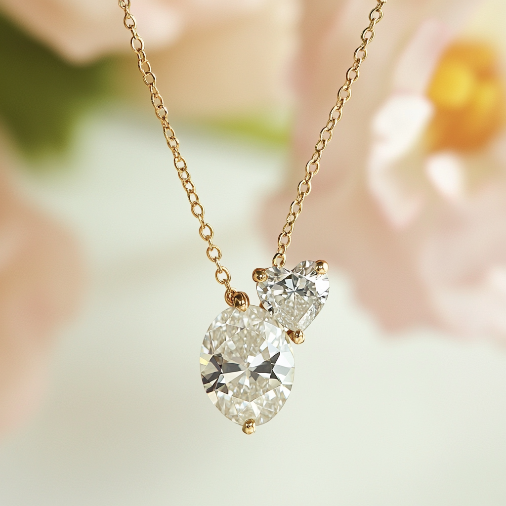 Hespera Lab Diamond Toi et Moi Pendant - Fiona Diamonds - Fiona Diamonds