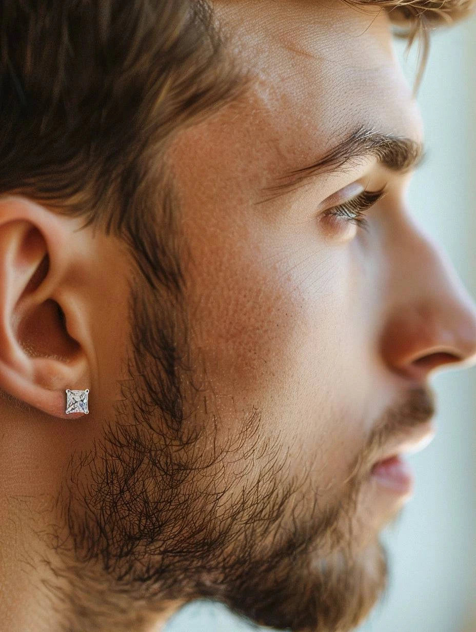 Summit Lab Diamond 1.5ct Princess Mens Stud - Fiona Diamonds - Fiona Diamonds