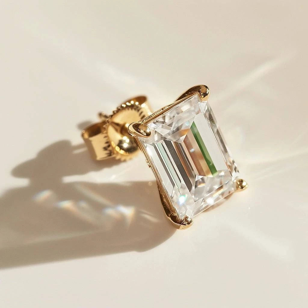 Anchor Lab Diamond 1.5ct Emerald Mens Stud - Fiona Diamonds - Fiona Diamonds