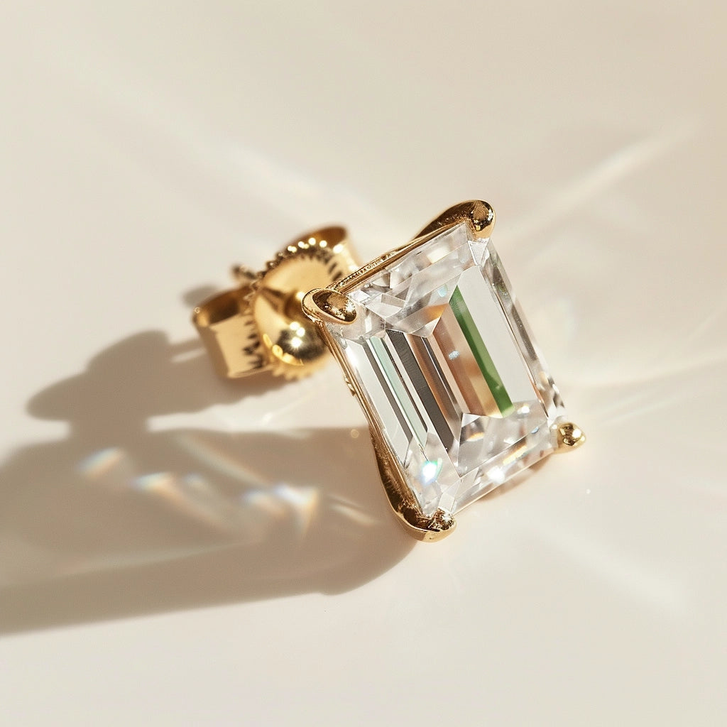 Anchor Lab Diamond 1.5ct Emerald Mens Stud - Fiona Diamonds - Fiona Diamonds