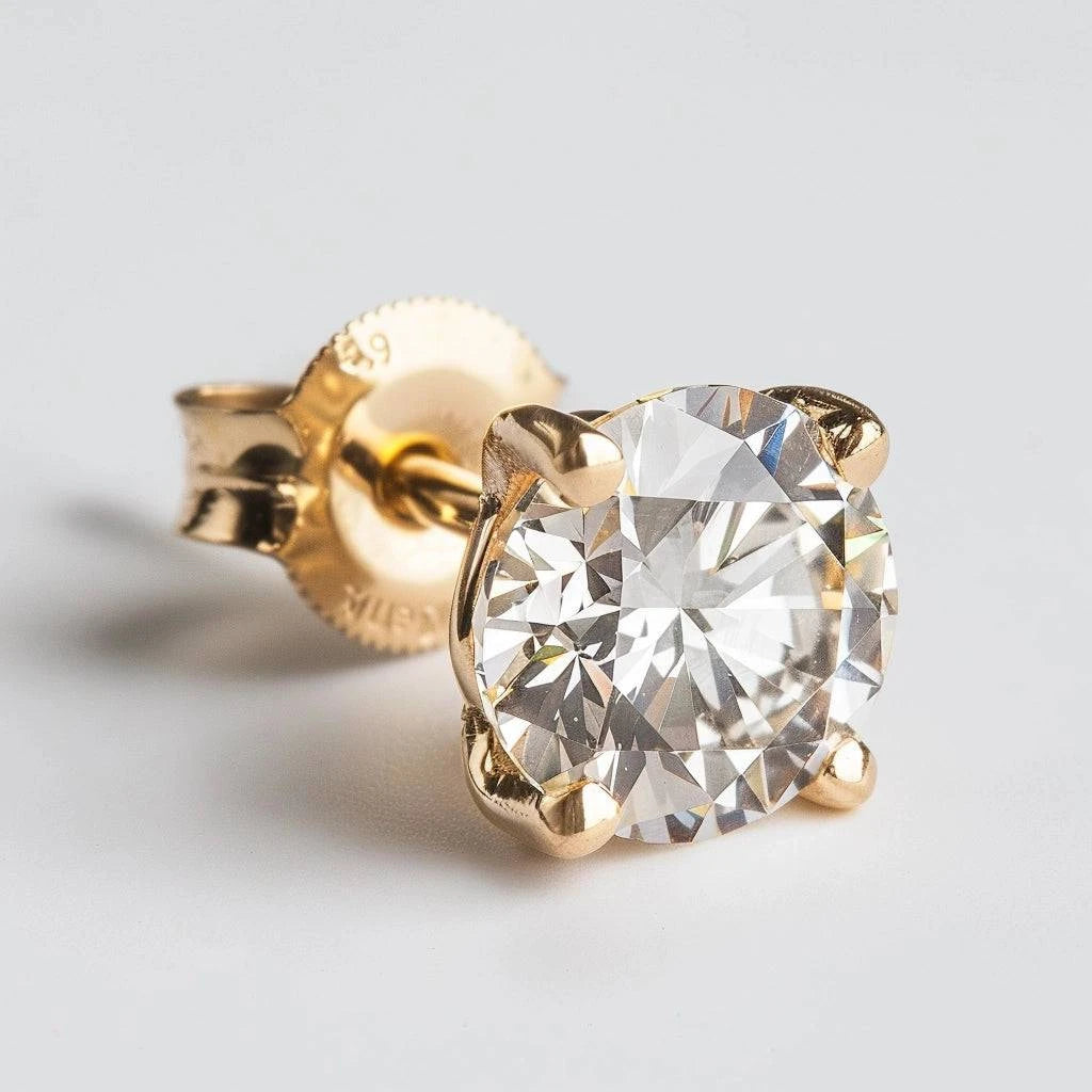 Avalanche Lab Diamond 1ct Round Mens Stud - Fiona Diamonds - Fiona Diamonds