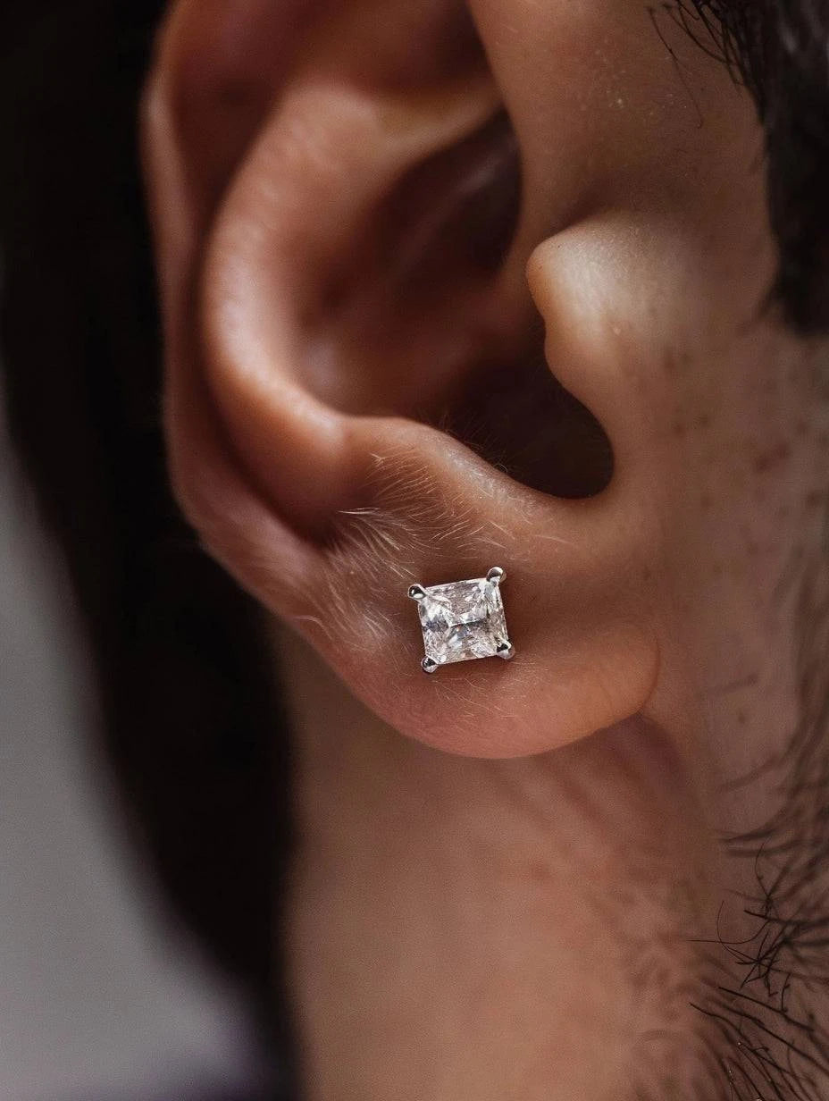 Voyager Lab Diamond 0.75ct Princess Mens Stud - Fiona Diamonds - Fiona Diamonds