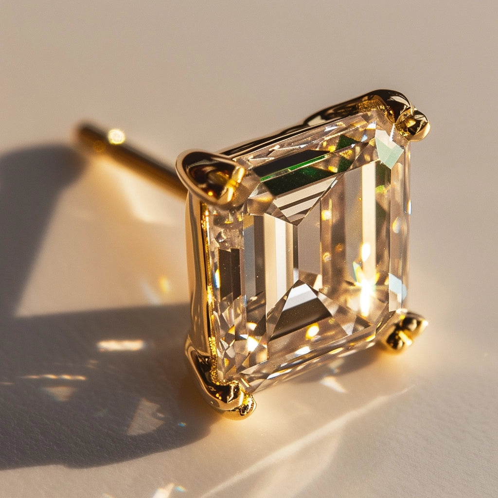 Echo Lab Diamond 1ct Emerald Mens Stud - Fiona Diamonds - Fiona Diamonds