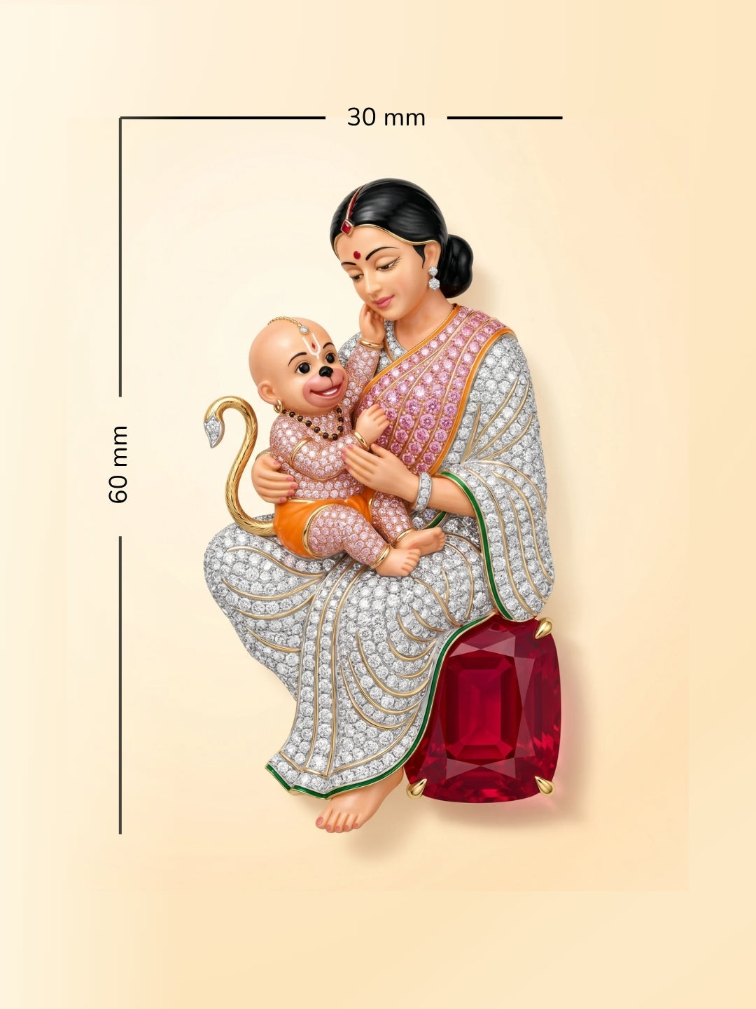 Anjana The Infant The Sapphire Lab Diamond Brooch - Fiona Diamonds - Fiona Diamonds