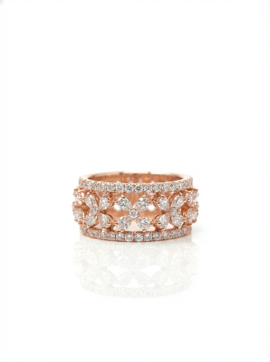 Estimada Pear Lab Diamond Designer Ring in 14K Rose Gold by Fiona Diamonds
