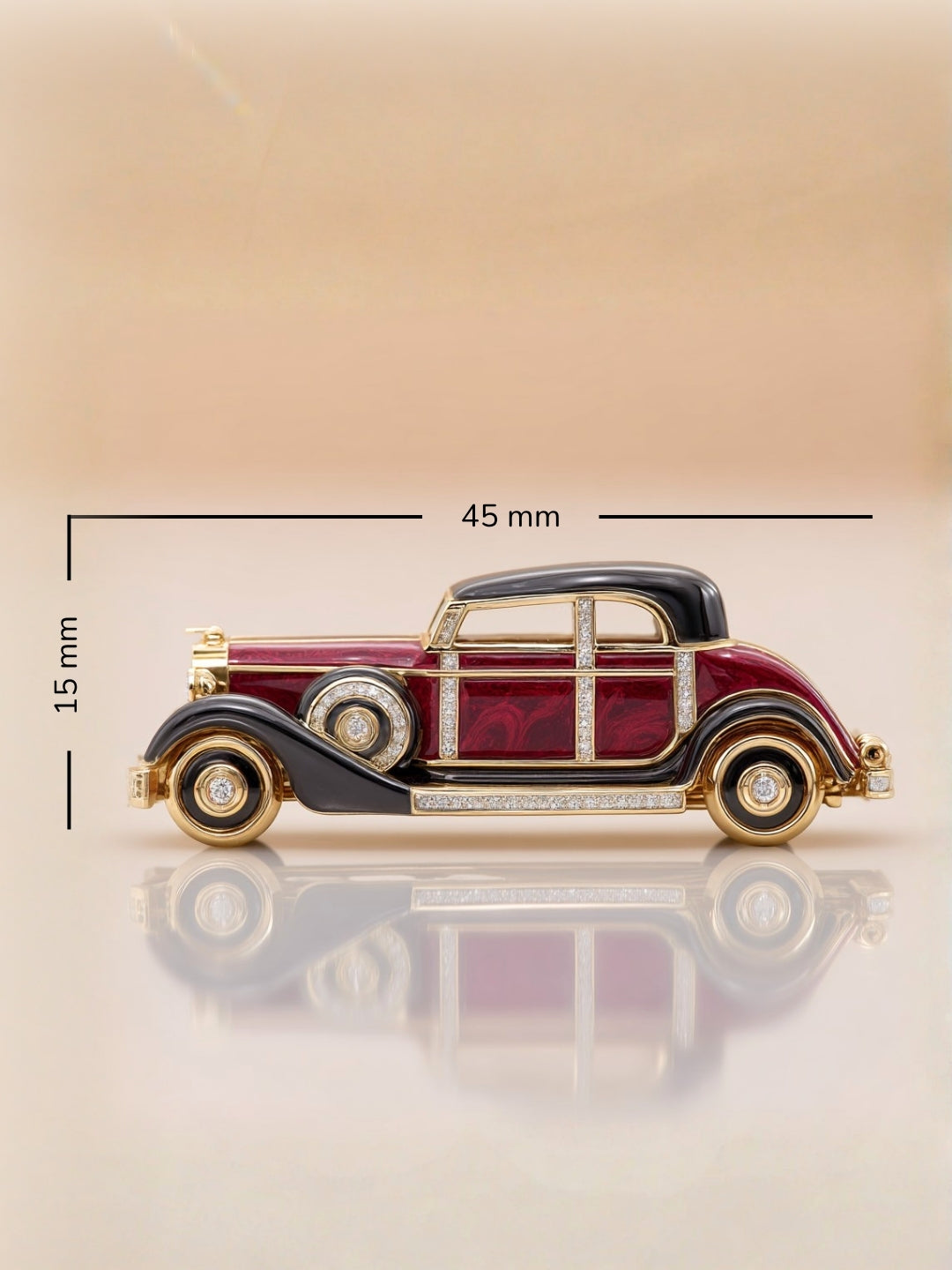 Crimson Diamanté Coupé Car Lab Diamond Brooch - Fiona Diamonds - Fiona Diamonds