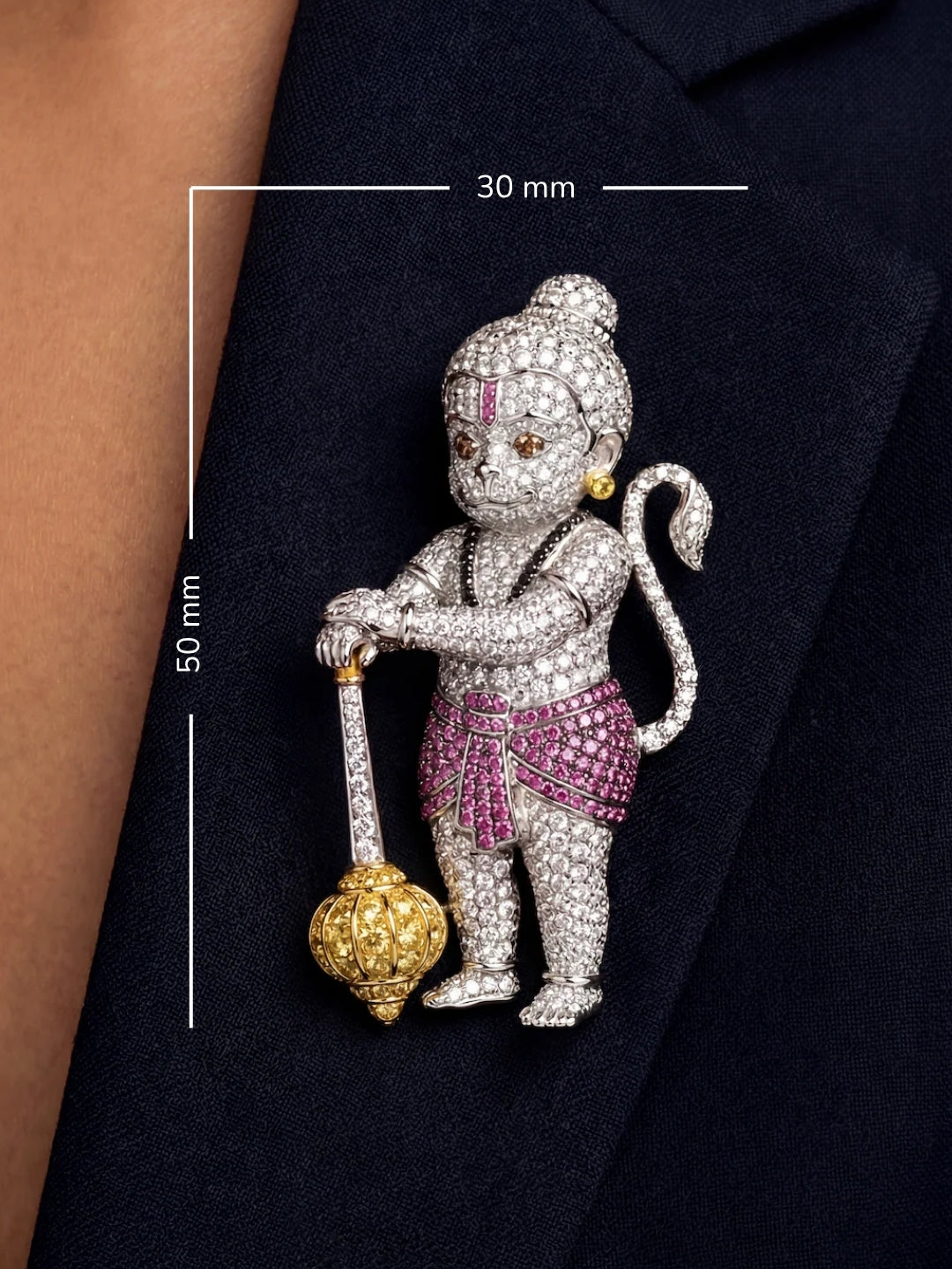 Hanuman The Warrior The Sapphire Lab Diamond Brooch - Fiona Diamonds - Fiona Diamonds