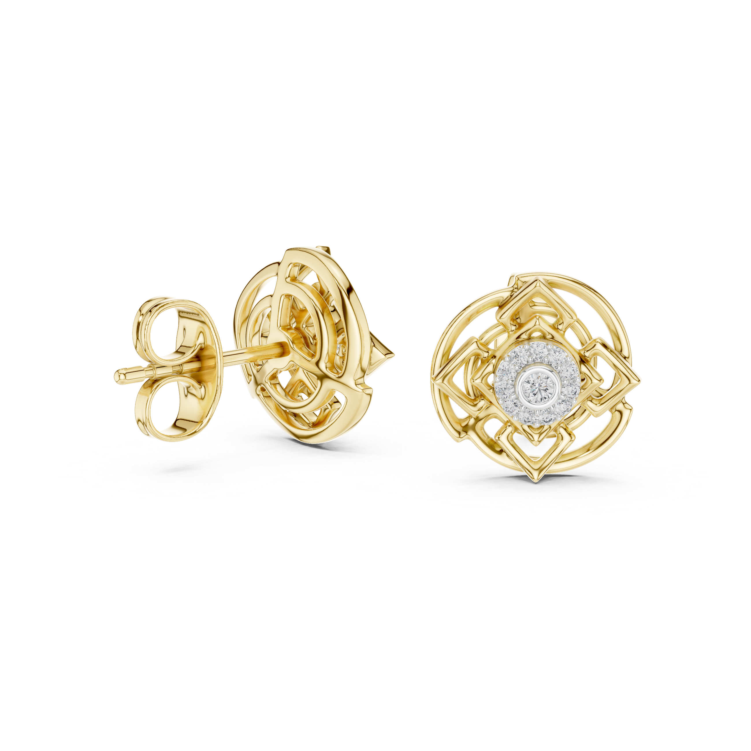 0.09 Lab Grown Diamond Earrings in 18kt Gold Vermeil - Fiona Diamonds - Fiona Diamonds