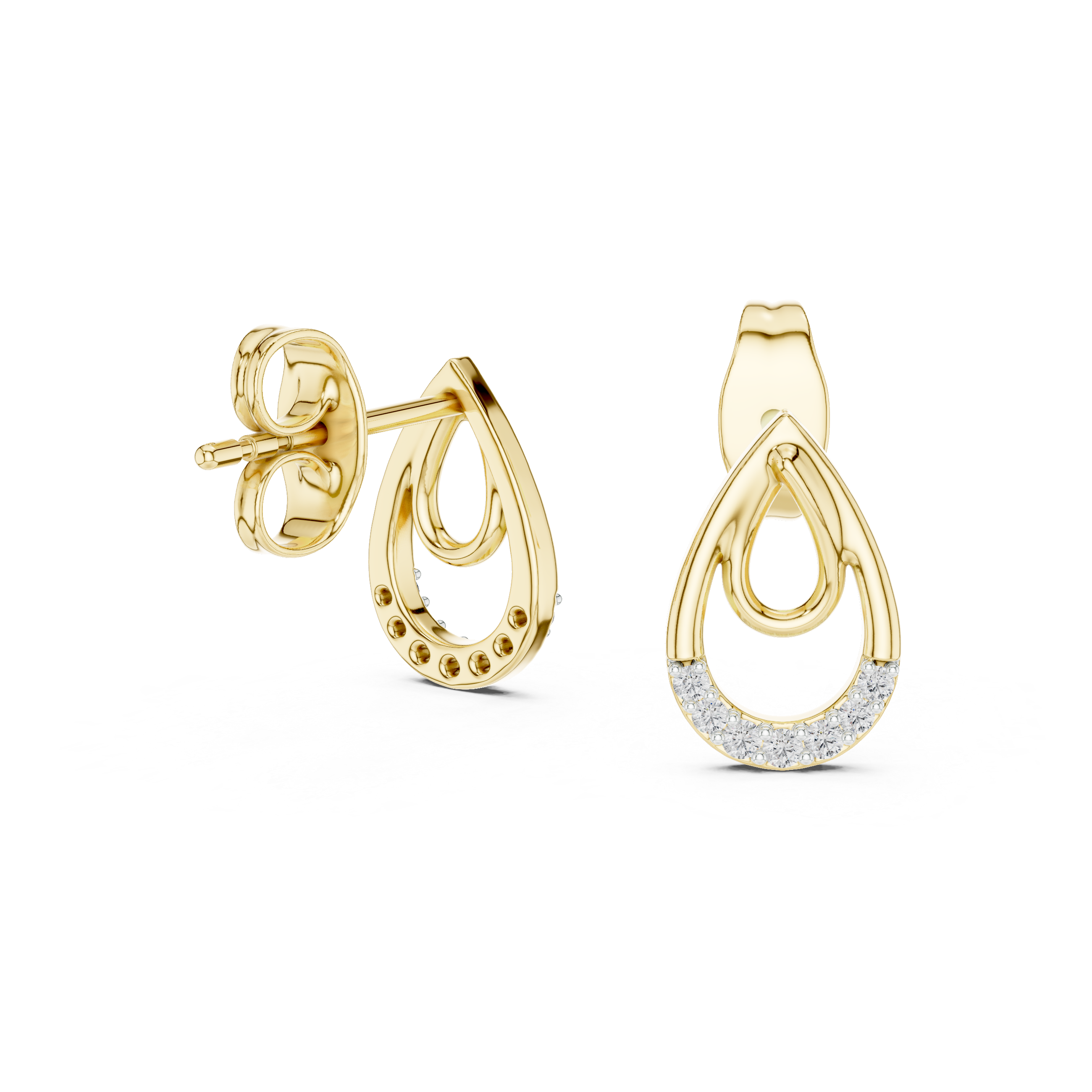 0.07 Lab Grown Diamond Earrings in 18kt Gold Vermeil - Fiona Diamonds - Fiona Diamonds
