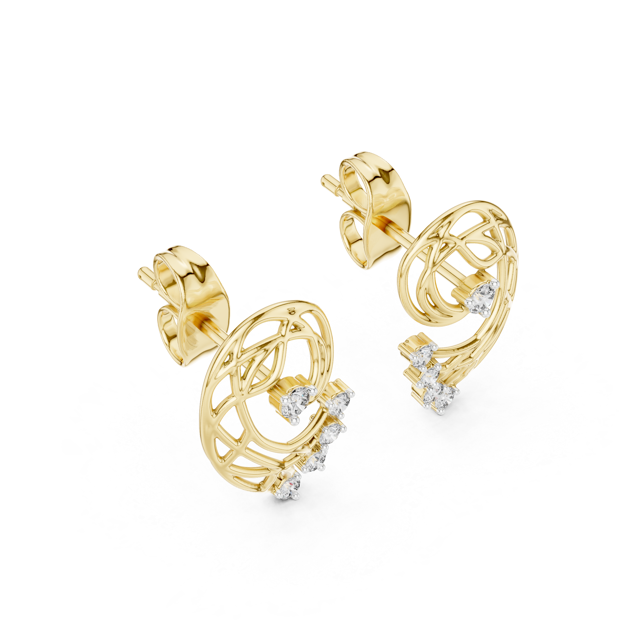 0.12 Lab Grown Diamond Earrings in 18kt Gold Vermeil. - Fiona Diamonds - Fiona Diamonds