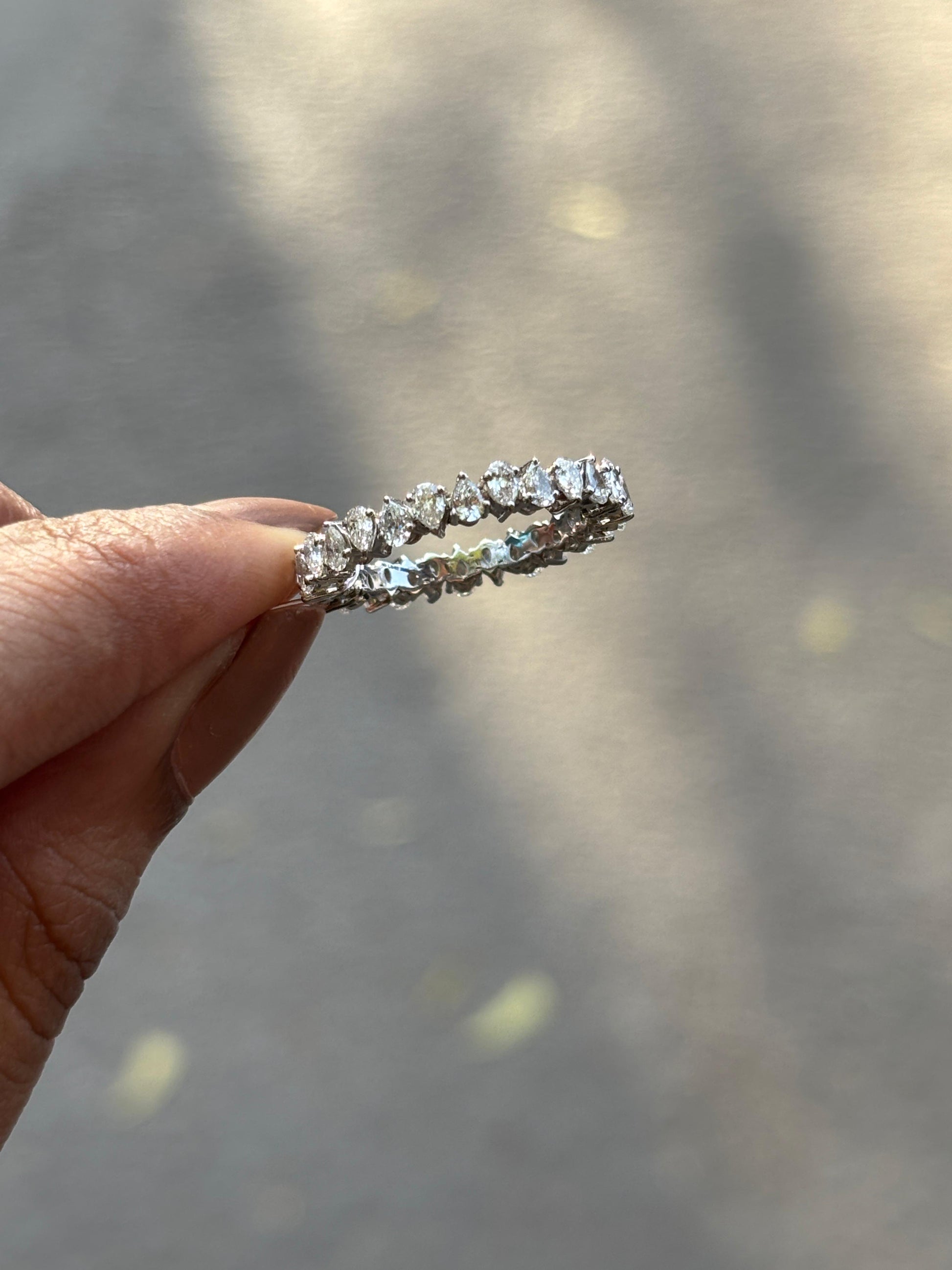 Elegant Ione Pear Lab Diamond Eternity Ring in 14K White Gold by Fiona Diamonds
