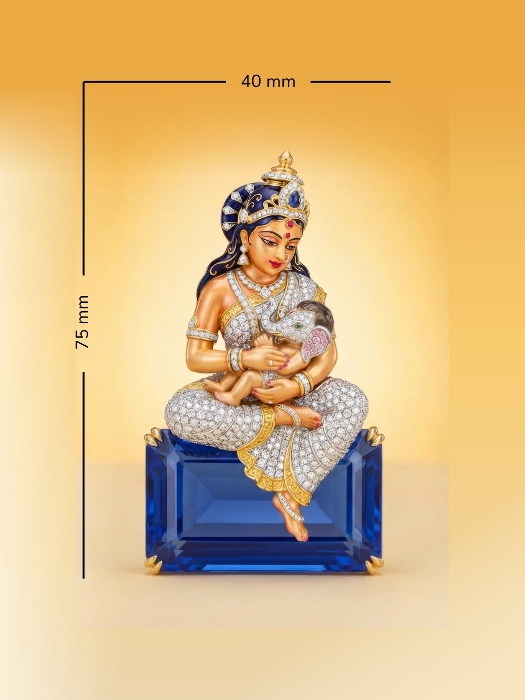 Mata & Ganesha The Sapphire Lab Diamond Brooch - Fiona Diamonds - Fiona Diamonds