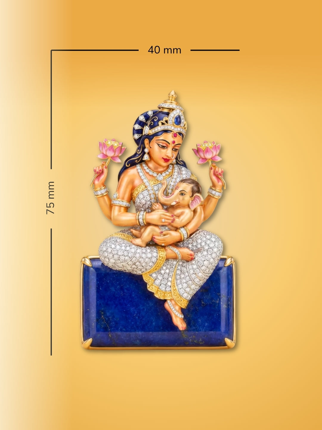 Mata & Ganesha The Lapis The Sapphire Lab Diamond Brooch - Fiona Diamonds - Fiona Diamonds
