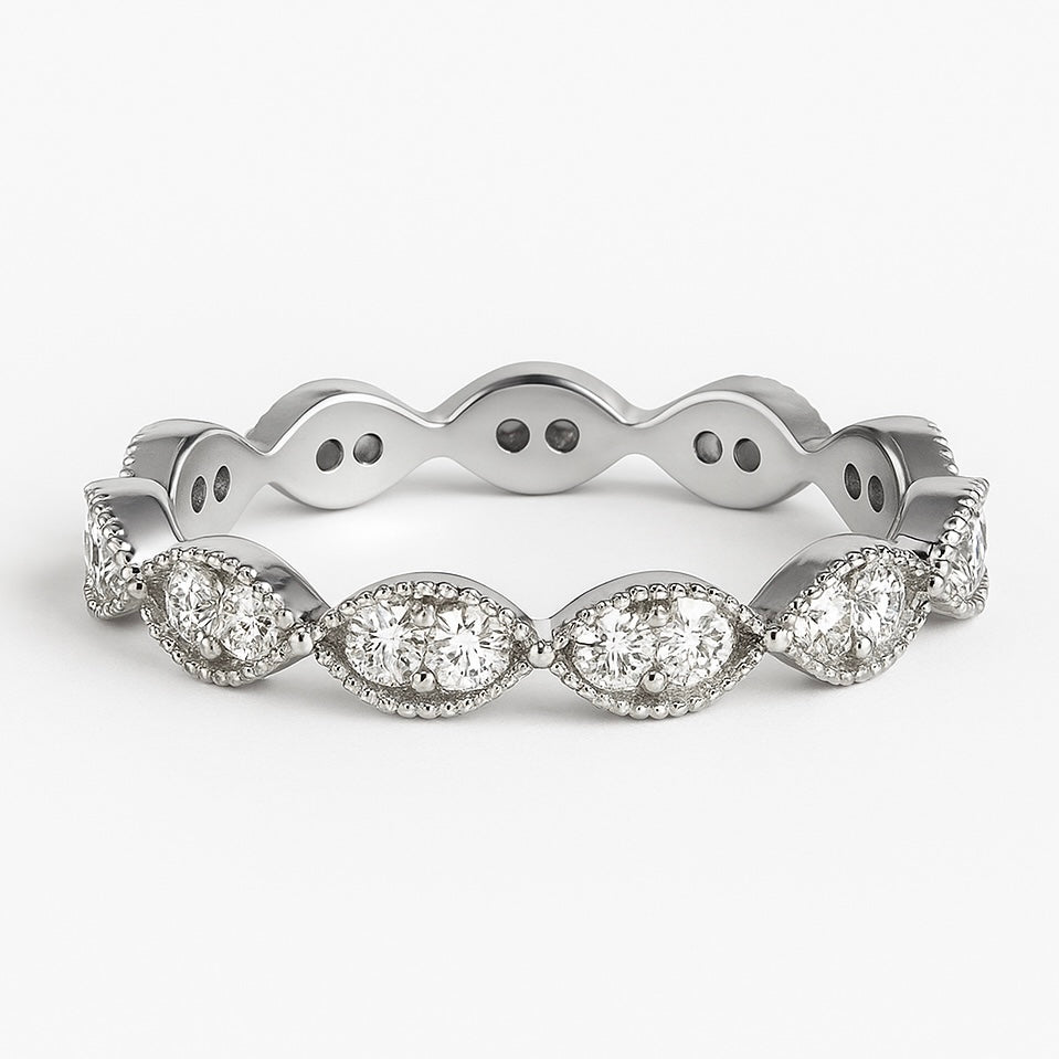 Solace Knot Round Lab Diamond Designer Ring in 18K White Gold by Fiona Diamonds