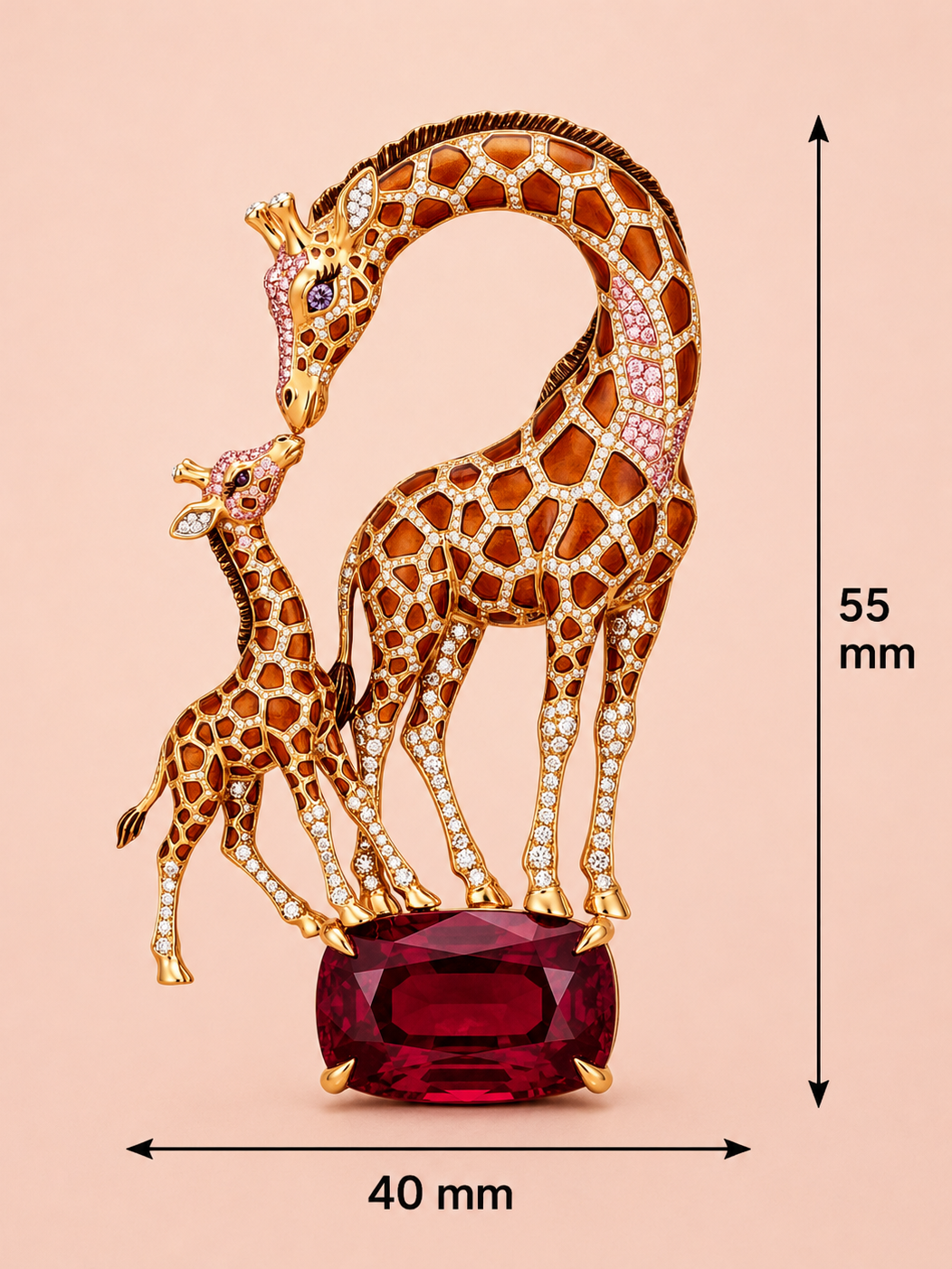 Giraffe Noir Lab Diamond Brooch
