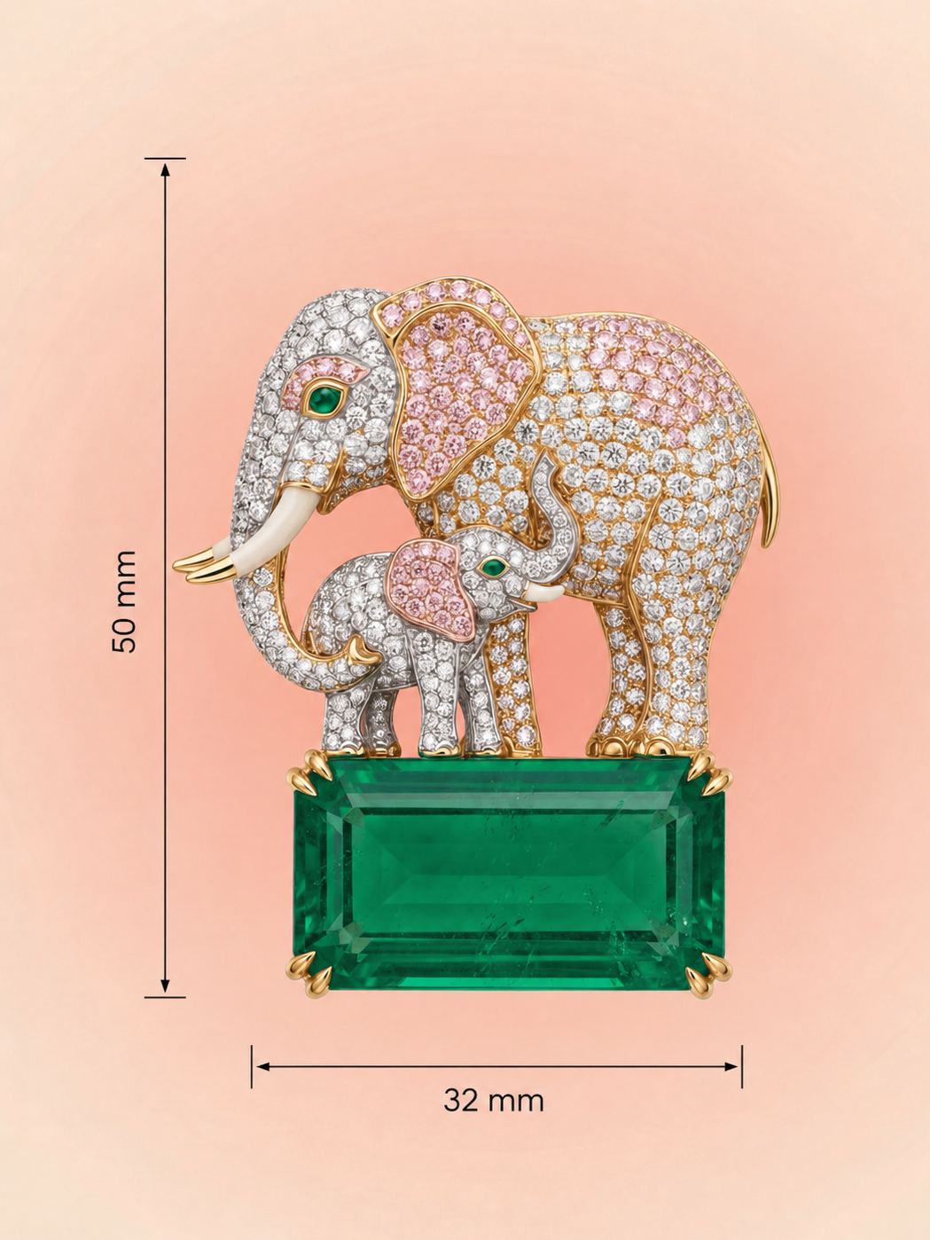 Saaya mother baby elephant brooch