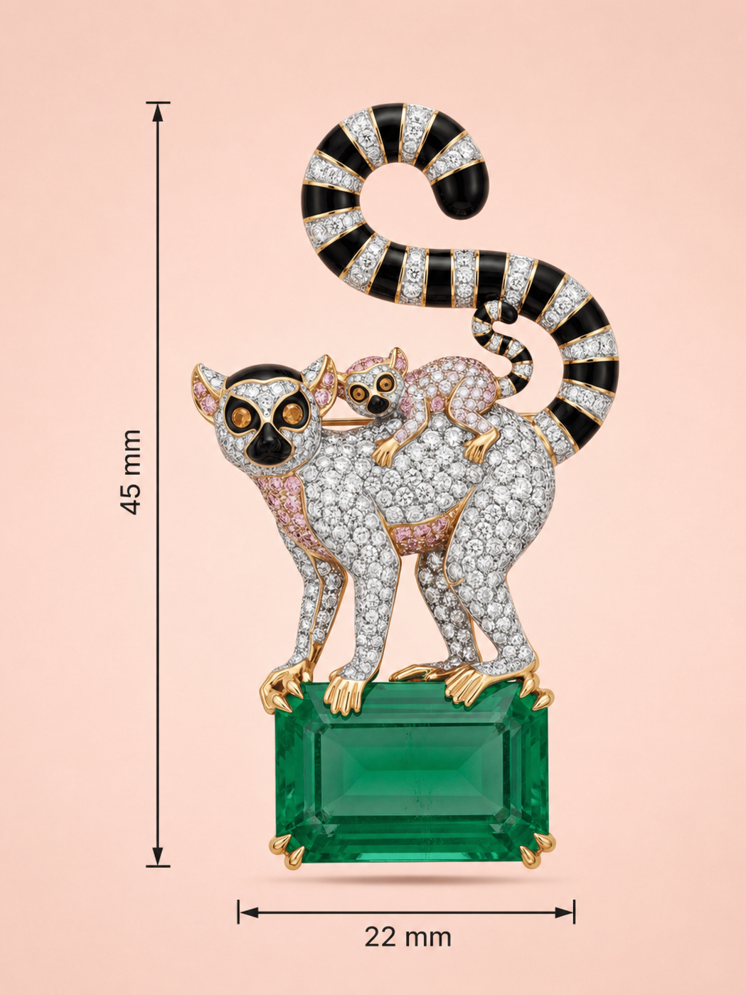 Pakad ke rakhna mother baby lemur brooch