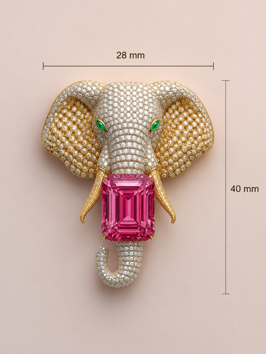 Regal Elephant Lab Diamond Brooch