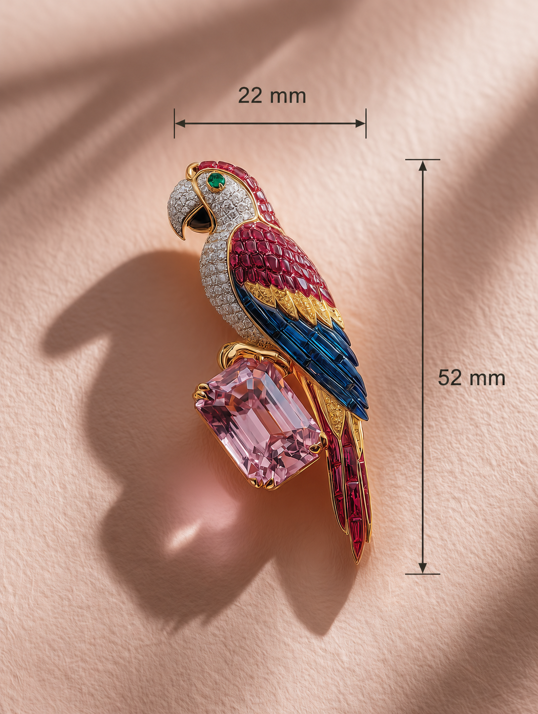 Pink Radiance Parrot Lab Diamond Brooch