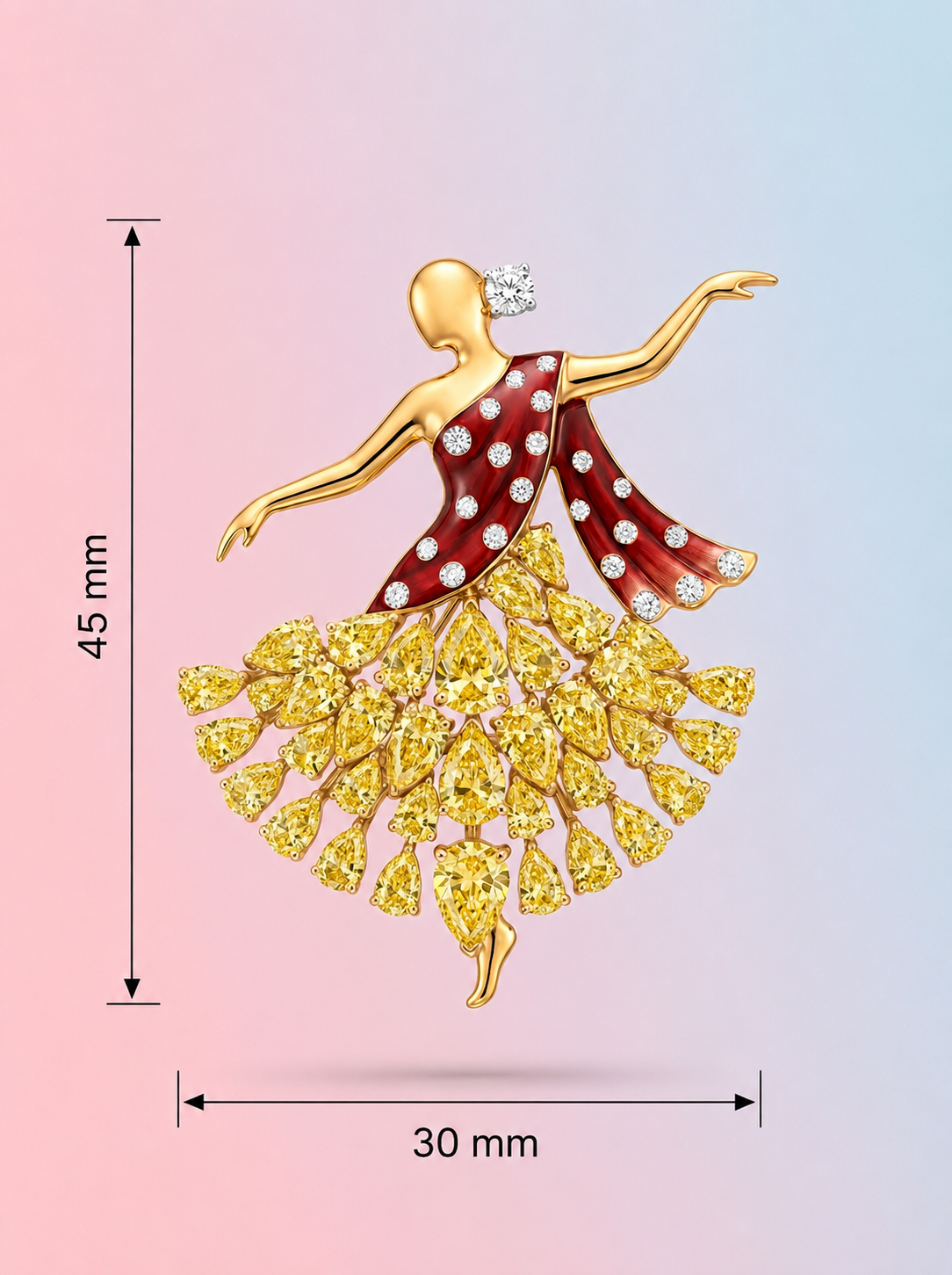 Scarlet Dancer Lab Diamond Brooch