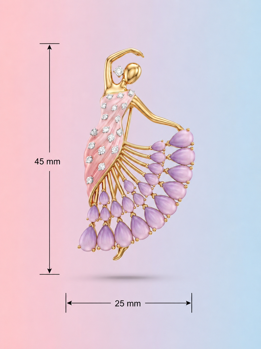 Lavender Dancer Lab Diamond Brooch