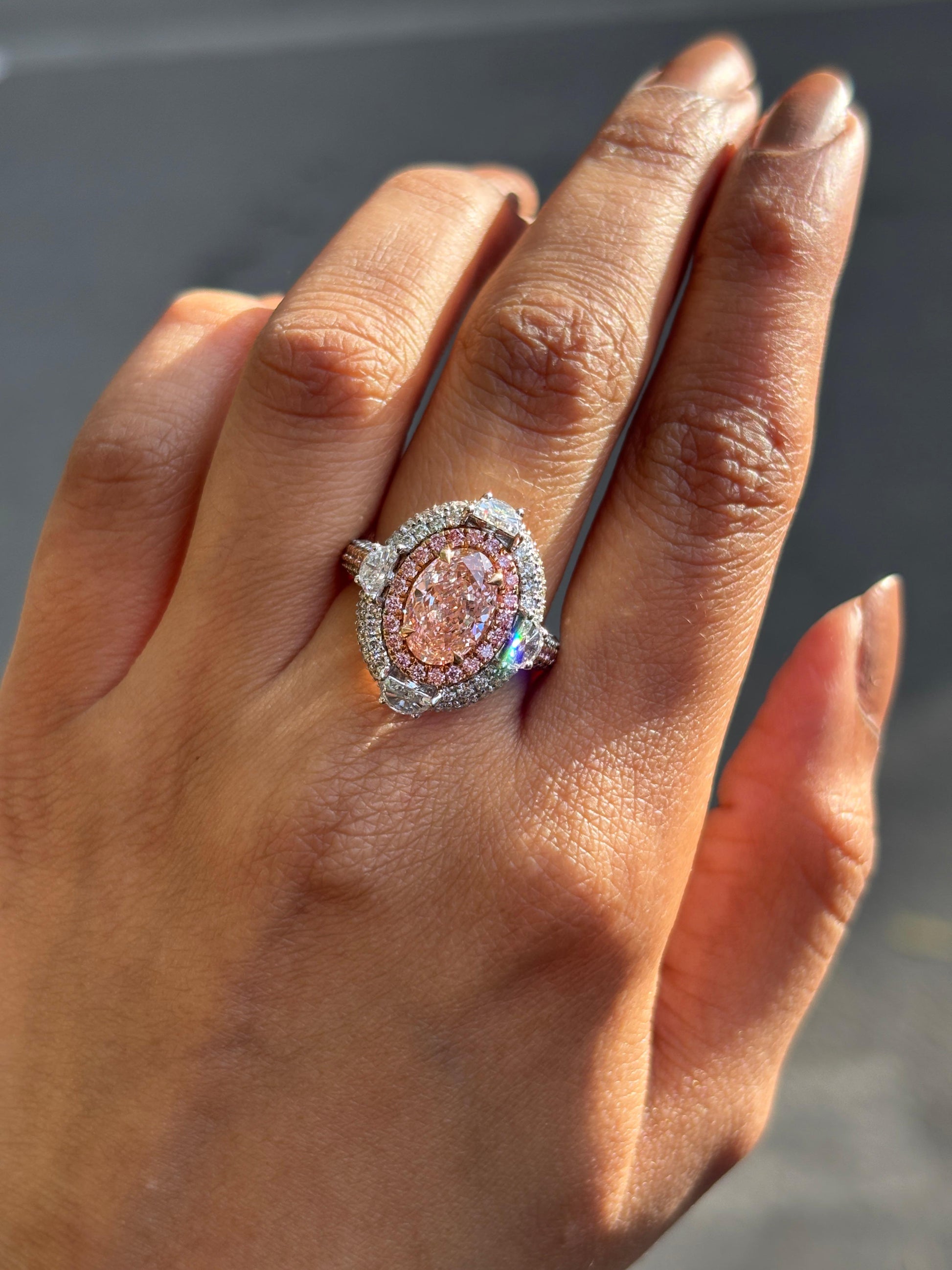 Winslet 2ct Pink Oval Lab Diamond Ring - Romantic Elegance - Fiona Diamonds - Fiona Diamonds