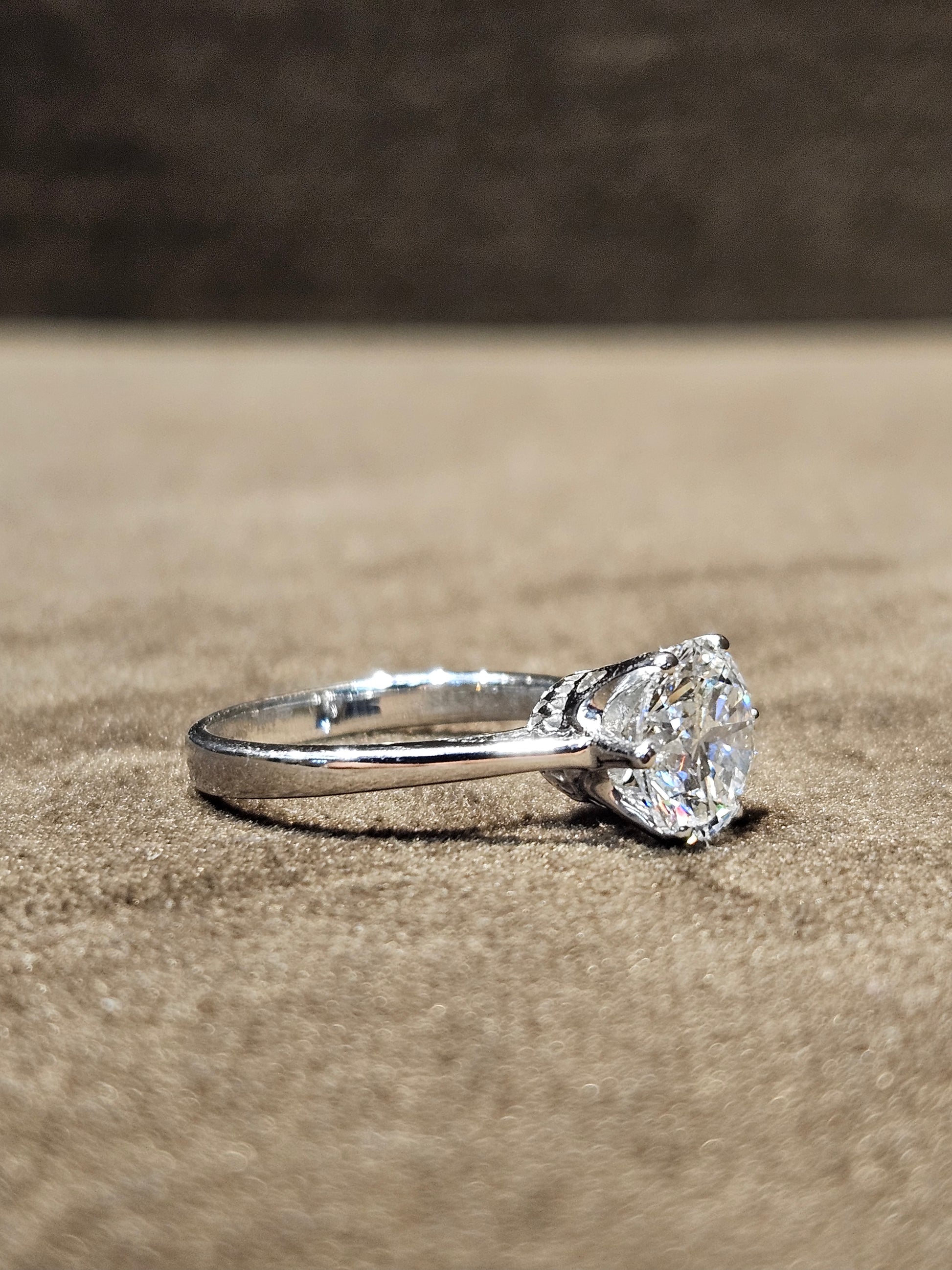 Round Lab Diamond Classic Solitaire Ring in 18K White Gold Mingzhu 1.5ct Round by Fiona Diamonds
