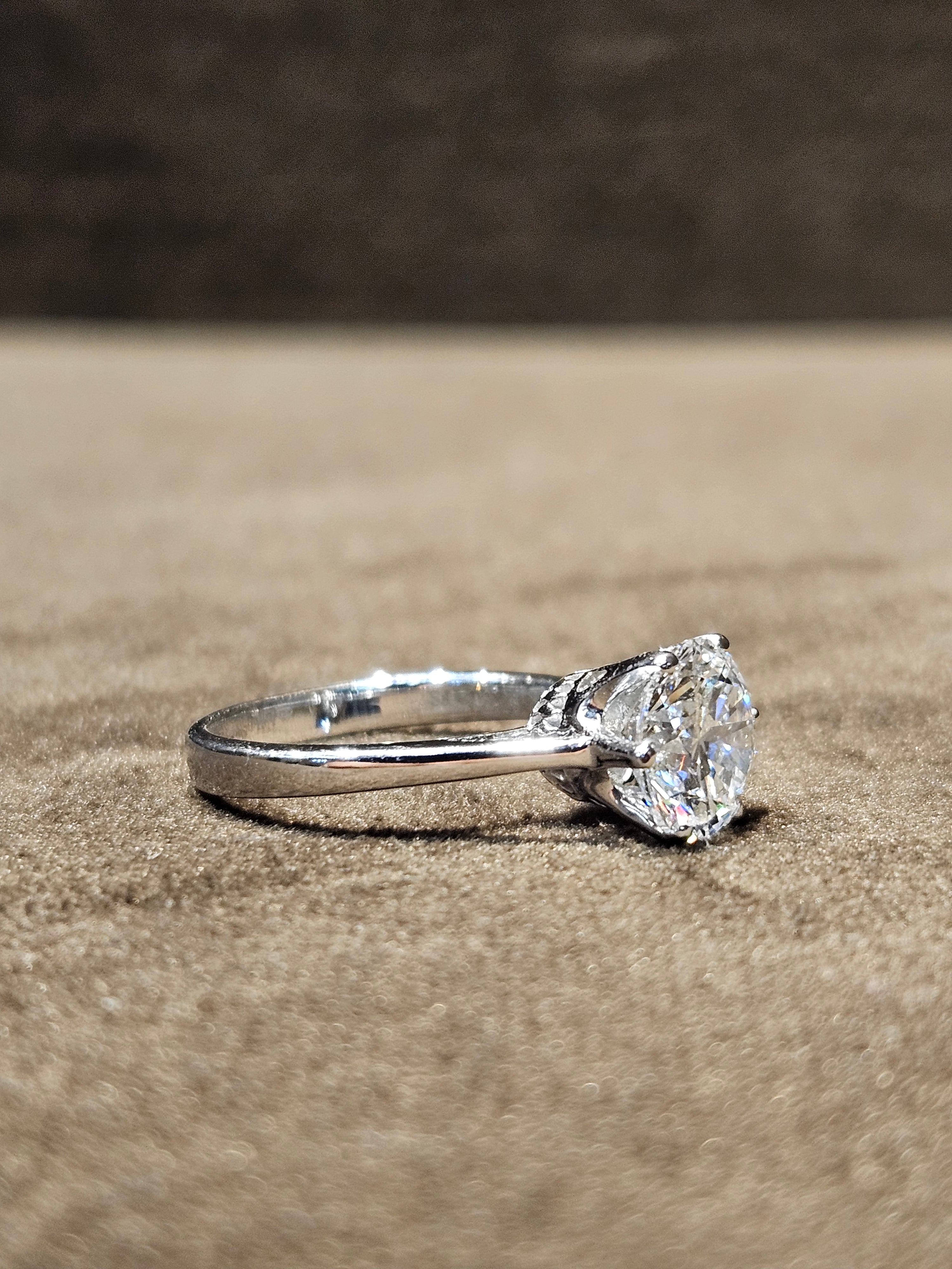 Round Lab Diamond Classic Solitaire Ring in 18K White Gold Mingzhu 1.5ct Round by Fiona Diamonds