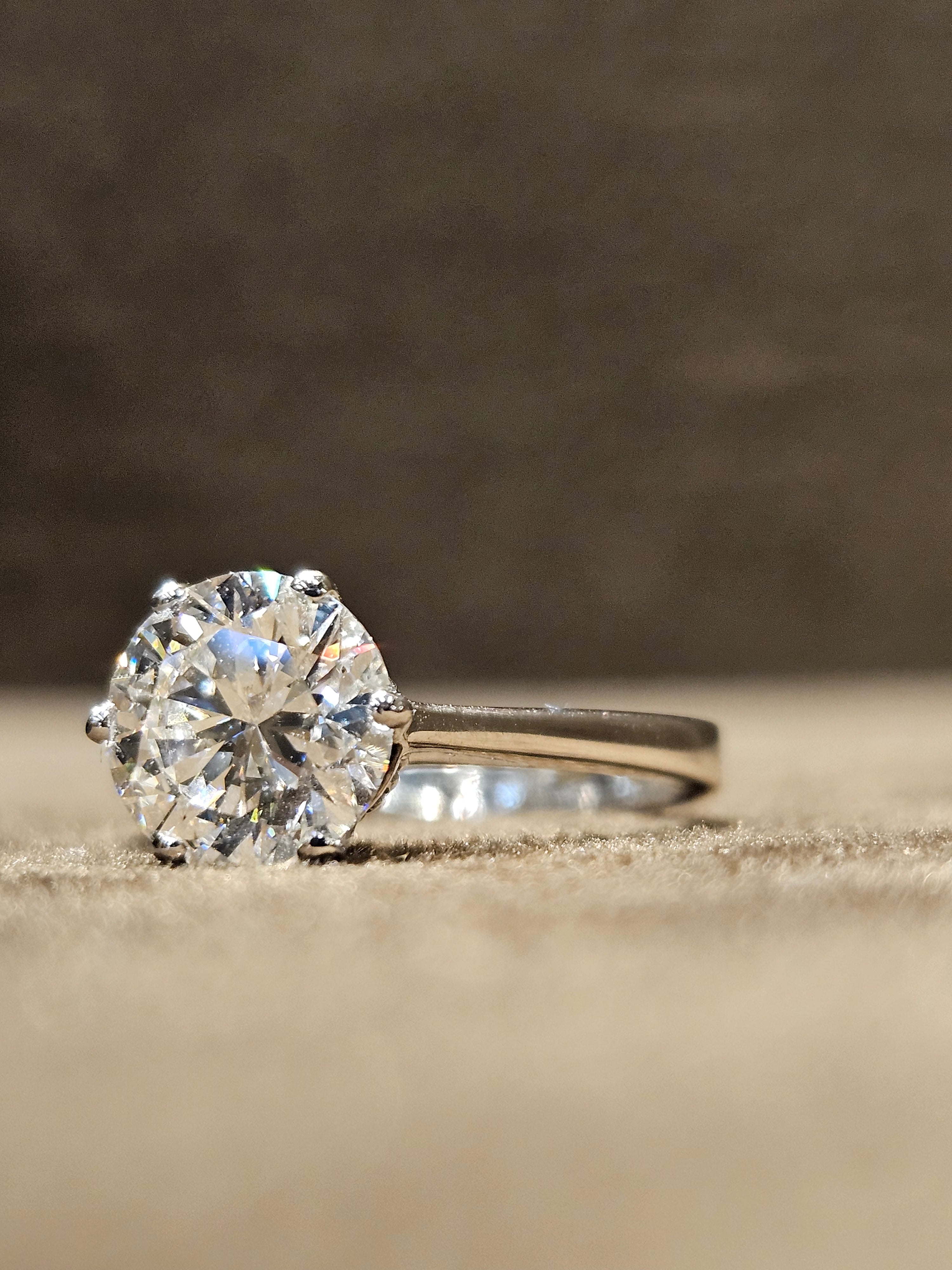 Top view of Mingzhu 1.5ct Round Round Lab Diamond Classic Solitaire Ring in 18K White Gold Fiona Diamonds