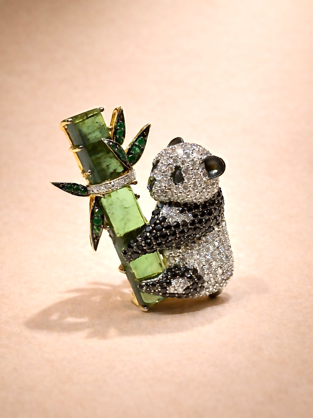 Panda Aurora Lab Diamond Brooch - Fiona Diamonds - Fiona Diamonds