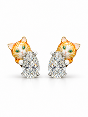 Felina Pear Peeping Cat Lab Diamond Earring