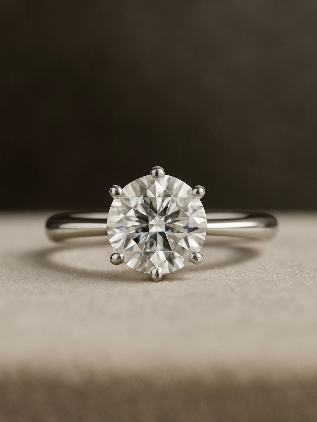 Side profile of Mingzhu 1.5ct Round Round Lab Diamond Classic Solitaire Ring in 18K White Gold Fiona Diamonds
